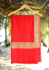 Pashmina Wool Embroidered Shawl D - 05 - Red