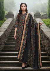 Winter - Riwaj - Printed Marina - 3 Pcs - Wool Shawl 25 - D#70