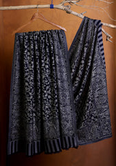 Pashmina Jamawar Ari Work Shawl D#01 - N Blue