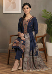 Winter - Riwaj - Pashmina Embroidered Suit - Kaani Shawl - D#03 - N Blue