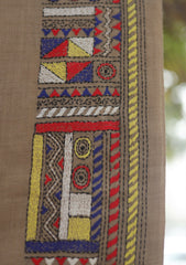 Wool Needle Work Shawl D - 64 - BROWN