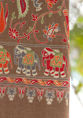 Pashmina Ari Work Shawl D - 135 - Brown