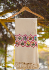 Pashmina Ari Work Shawl D - 133 - Off whiet