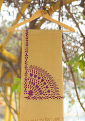 Wool Needle Work Shawl D - 47 - Golden