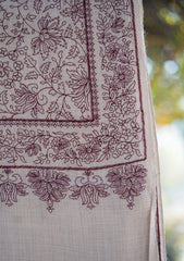 Pashmina Emboridered Shawl D - 133 - Fawn
