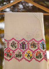 Pashmina Ari Work Shawl D - 133 - Off whiet