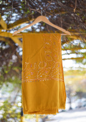 Wool Needle Work Shawl D - 50 - Mustard