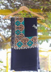 Wool Ari Work Shawl D - 21 - N Blue