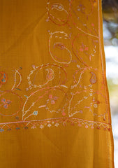 Wool Needle Work Shawl D - 50 - Mustard