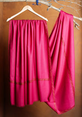 Pashmina Kashmiri Border Shawl D#122 - Pink