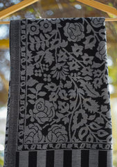 Pure Pashmina Kaani Jamawar Shawl D - 88 - G Black