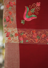 Pashmina Ari Work Shawl D - 141 - MAROON