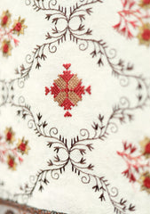 Embroidered Wool Shawl D - 69 - White