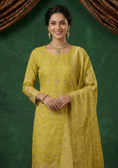 Formals - Riwaj - Fancy Chiffon Jamawar - 2 Pcs Suit - CND#01 - Mehndi