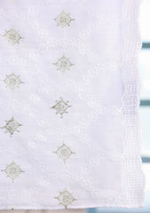 Embroidered Lawn Summer Shawl D#65 - White 4