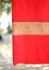 Pashmina Wool Embroidered Shawl D - 05 - Red