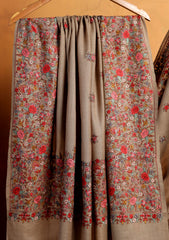 Pashmina Embroidered Border Shawl D#229 - L Brown