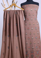 Winter - Riwaj - Pashmina Embroidered Suit - D#10 - Brown