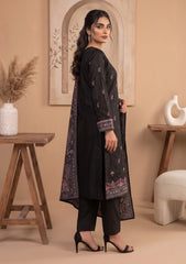 Formals - Fancy Silk Embroidered - 3 Pcs Suit - D#02 - Black