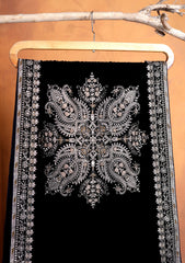 Embroidered Velvet Shawl D#11 - Black