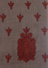 Wool Emboridered Shawl D - 01F - Brown