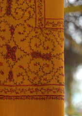 Wool Needle Work Shawl D - 70J - MUSTARD