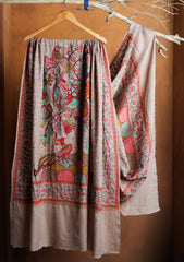 Pashmina Embroidered Jaaldar Shawl D#29 - Skin