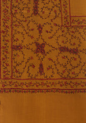 Wool Needle Work Shawl D - 70J - MUSTARD