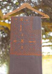 Wool Needle Work Shawl D - 70F - GREY