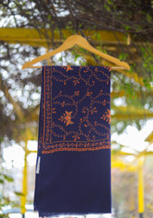 Wool Needle Work Shawl D - 59 - N BLUE