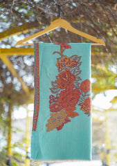 Pure Pashmina Kaani Jamawar Shawl D - 87 - Ferozi