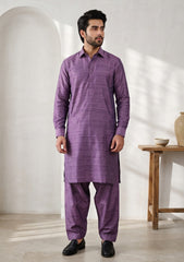 Elite Men Raw Silk Fabric - Purple