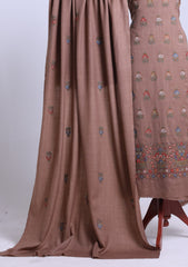 Winter - Riwaj - Pashmina Embroidered Suit - D#10 - Brown