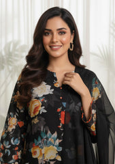 Lawn - Rubaaiyat - Digital Printed 26 - 2 By 2 - D#19 - Black