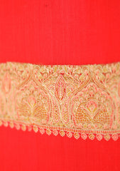 Pashmina Wool Embroidered Shawl D - 05 - Red