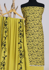 Winter - Riwaj - Printed Cotray Suit - Wool Shawl - D#08 - Lemon