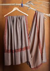 Pashmina Kashmiri Border Shawl D#125 - Brown