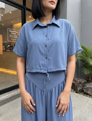 Pret - Moven - Button Up And Gathered Set - Powder Blue