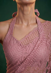 Formals - Chantilly Lace Saree - Pink