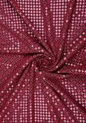 Elite Men Indian Silk Embroidered & Sequenced Unstitched Waistcoat Fabric - D#04 - Maroon