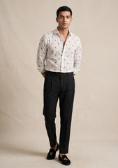 Elite Men Compact Yarn Selvage Cotton & Jacquard Fabric - B White