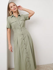 Pret - Moven - Indigo Cotton Linen Women's Frock - Green