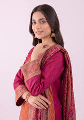 Winter - Fancy Silk Zari Jamawar - 3 Pcs Suit - D#18 - Pink