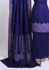 Winter - Riwaj - Pashmina Jamawar Suit - Patch Work - D#22 - N Blue