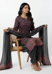 Winter - Riwaj - Pashmina Suit - Kaani Jamawar - Premium 25 - D#49 - Black