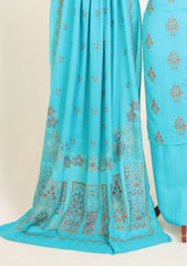 Winter - Riwaj - Pashmina Embroidered Suit - D#184 - Ferozi