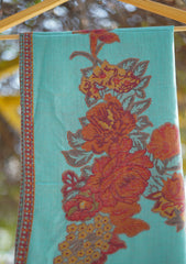 Pure Pashmina Kaani Jamawar Shawl D - 87 - Ferozi