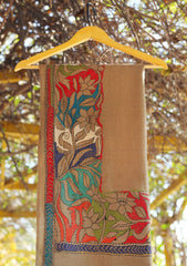 Wool Needle Work Shawl D - 44 - D Mehendi