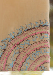 Wool Needle Work Shawl D - 65 - Peach