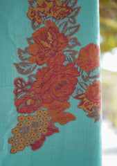 Pure Pashmina Kaani Jamawar Shawl D - 87 - Ferozi